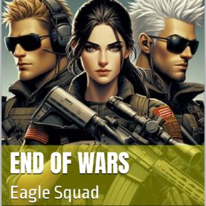 Cover for the End of Wars: Eagle Squad. Raven with her rifle is flanked by Wave and Frost